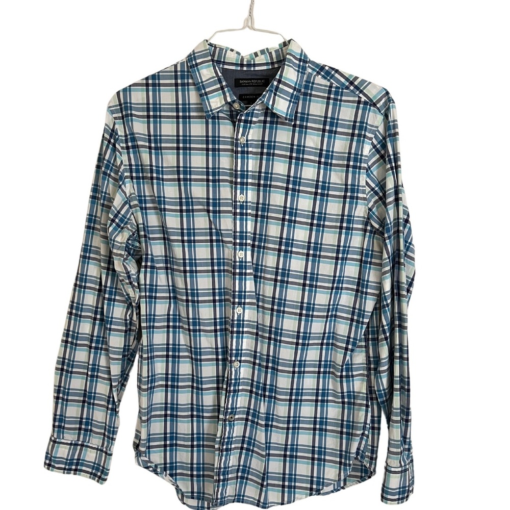 Banana Republic Men’s Plaid Button-down Shirt Slimfit Size Large 078 Wash